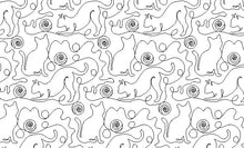 Load image into Gallery viewer, Cats and Yarn, Digital quilting pattern, design, pantograph.

