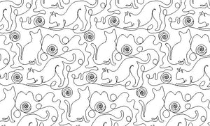 Cats and Yarn, Digital quilting pattern, design, pantograph.