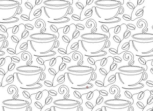 Coffee, Digital quilting pattern, design, pantograph.