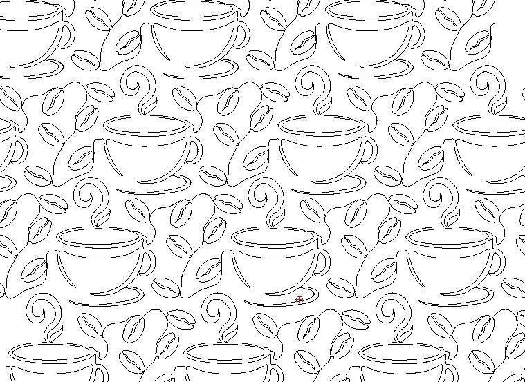 Coffee, Digital quilting pattern, design, pantograph.