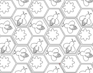 Honeycomb Bee, Digital quilting pattern, design, pantograph.