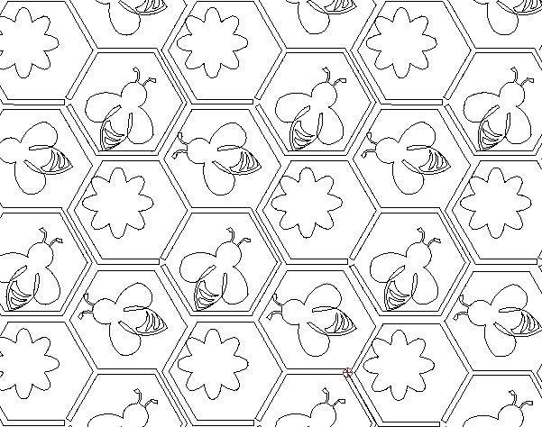 Honeycomb Bee, Digital quilting pattern, design, pantograph.