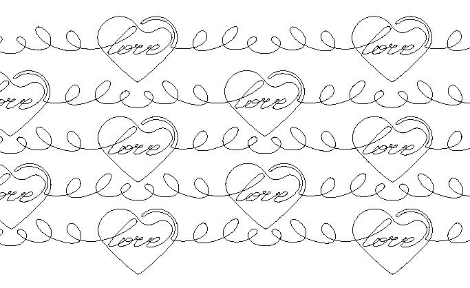 Love, Digital quilting pattern, design, pantograph, E2E
