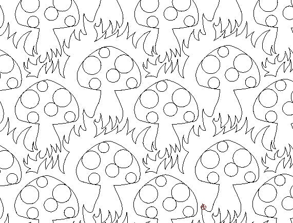 Mushroom, Digital quilting pattern, design, pantograph, E2E